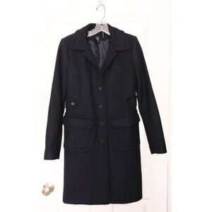 Women's MODA International Fully Lined Black Wool Midi-Length Peacoat (6 Tall)